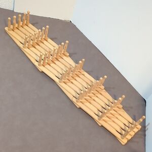 Vintage Accordion 42 Peg Rack Expandable Wooden Hat Coat Organizer